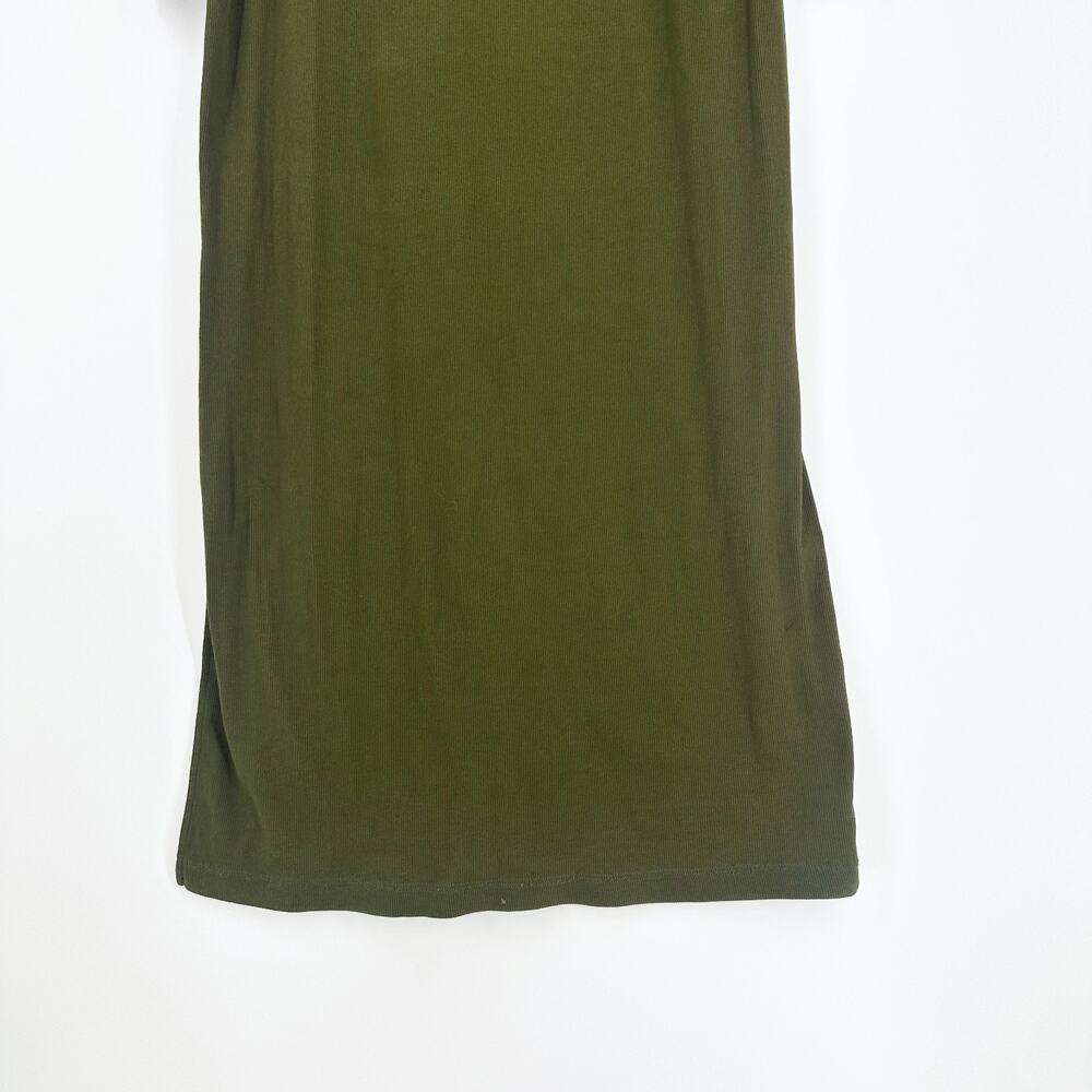 Old Navy Ribbed Knit Square Neck Midi Dress XXL Green Minimalist Classic Capsule - Picture 4 of 11